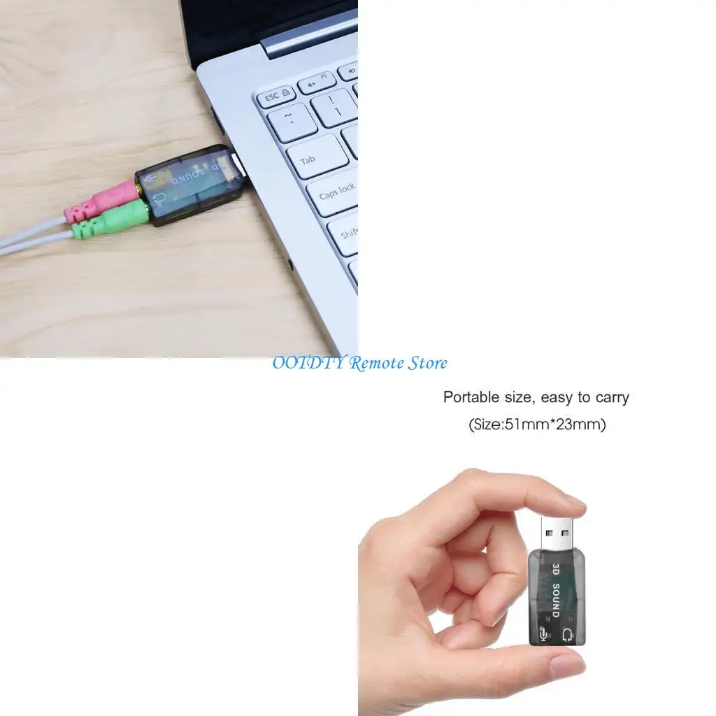 USB to 3.5 Sound Auditory Card Microphone input for PC Computer Multiple Systems