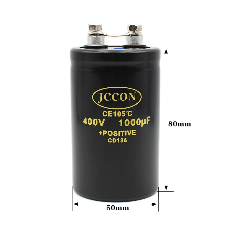 JCCON 400V1000UF 50x80mm Aluminium Bolzen Schraube Audio Filtern Elektrolyt Kondensator 105 ℃ CD136 Inverter Aufzug Kondensatoren