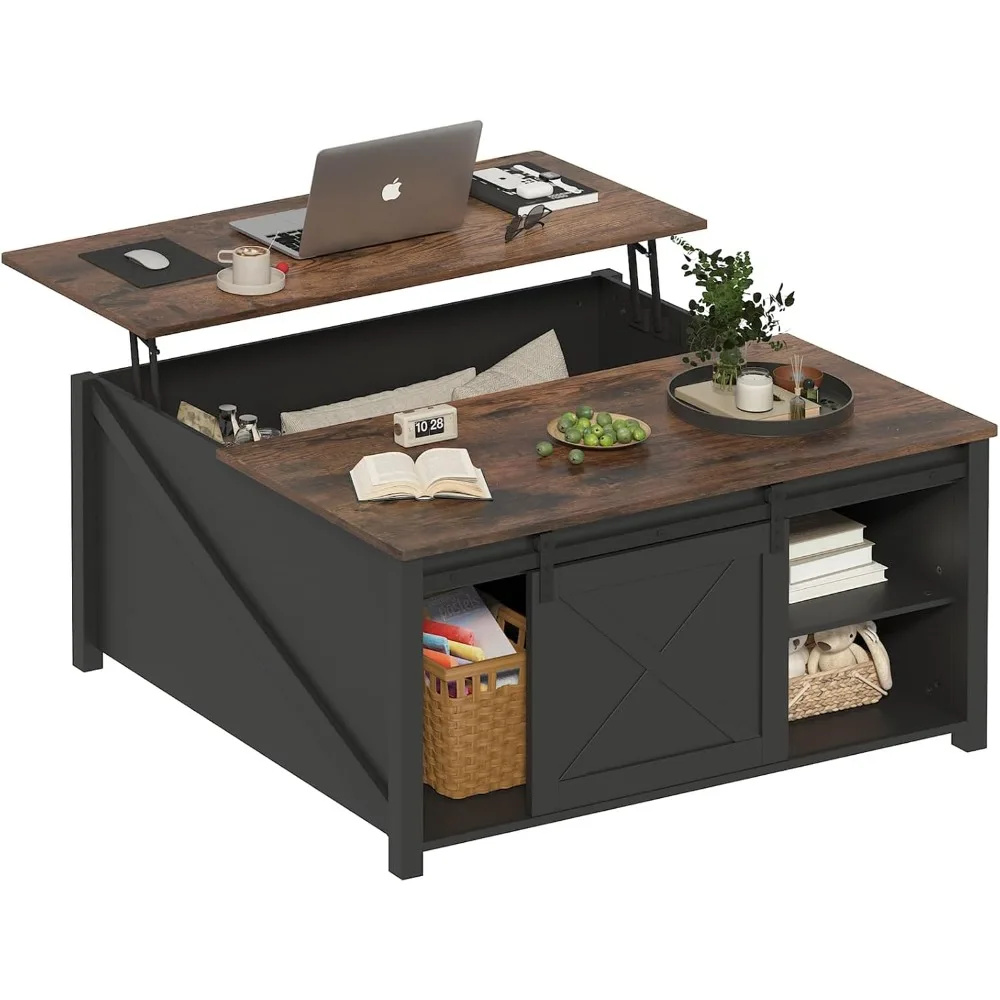 

Lift Top Coffee Table with Storage, 31.5" Farmhouse Coffee Table for Living Room, Square Coffee Tables with Large Hidden Storag