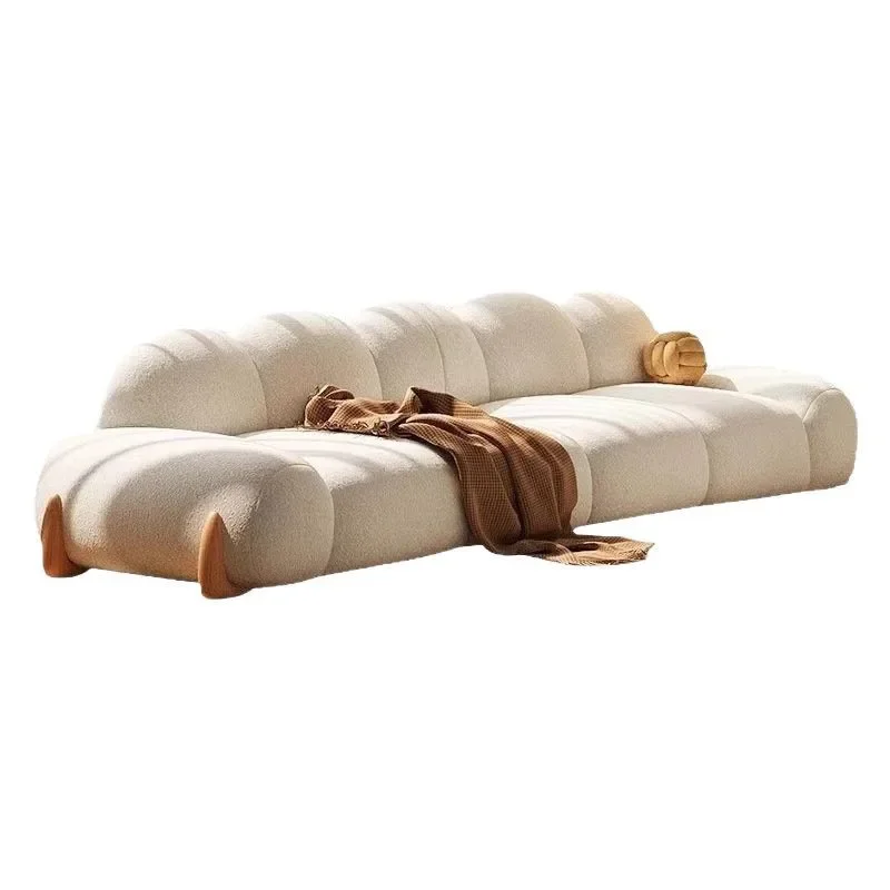 

Cat scratch cloth teddy velvet sofa, straight row Japanese log style simple and comfortable sofa combination