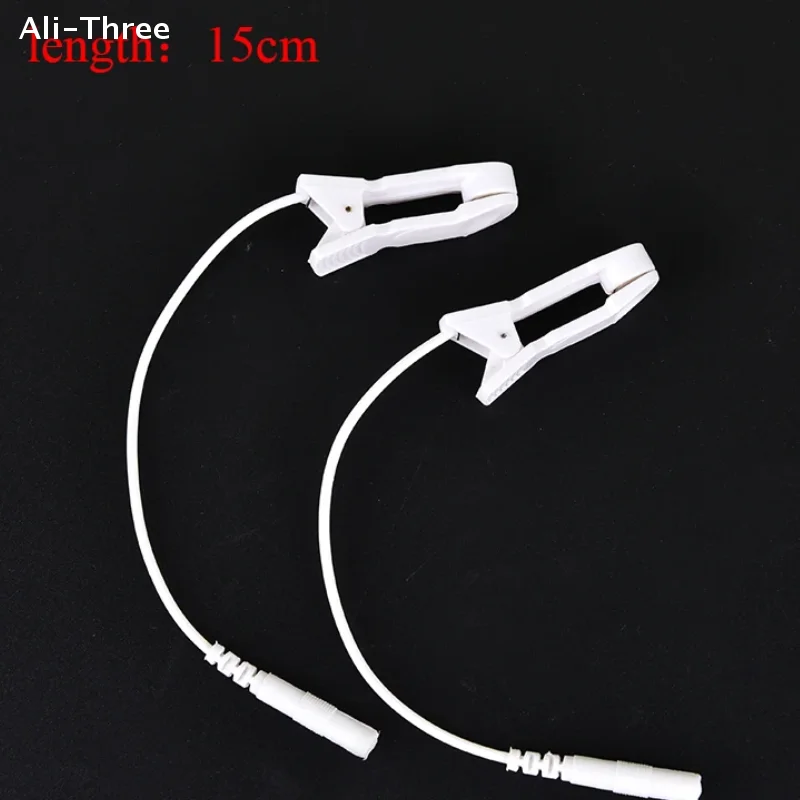2Pcs 2.0mm Ear Pain Relief Clip Tens Electrode Lead Wire Connecting Cable