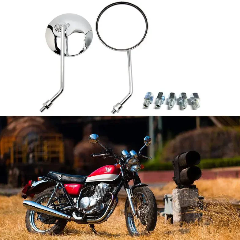 3.94 inches/10mm Round Universal Motorcycle Rearview Mirror Compatible With Honda Suzuki Yamaha Kawasaki For Most Motorcycles view 5