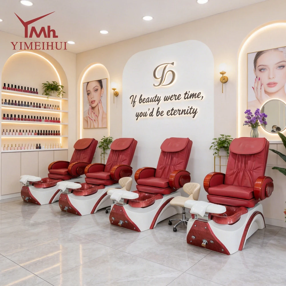 Beauty salon furniture european style electric adjustable massage nail pedicure chair with plumbing