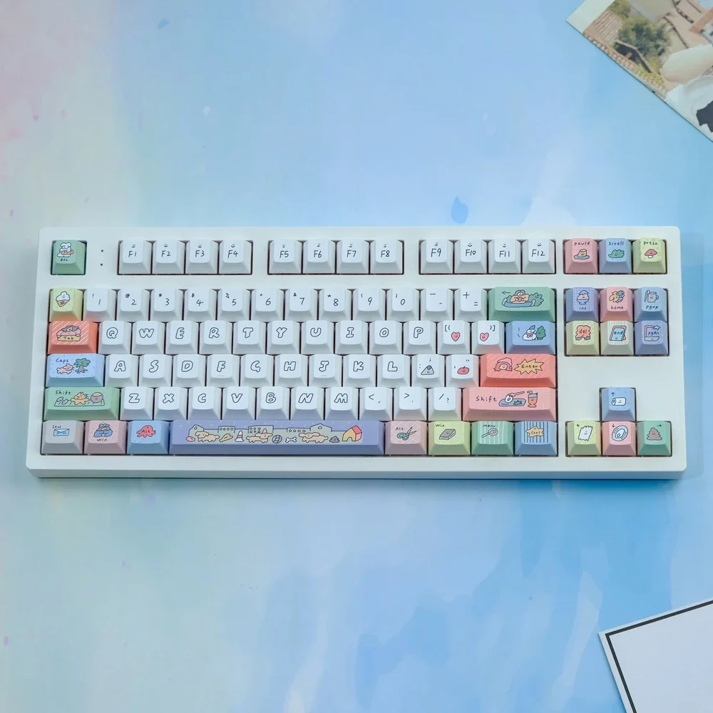 129 Keys/set Smiley Face Keycaps Cherry Profile KeyCaps PBT Dye Subb Lightproof Keycap For 61 68 75 84 87 96 98 104 108