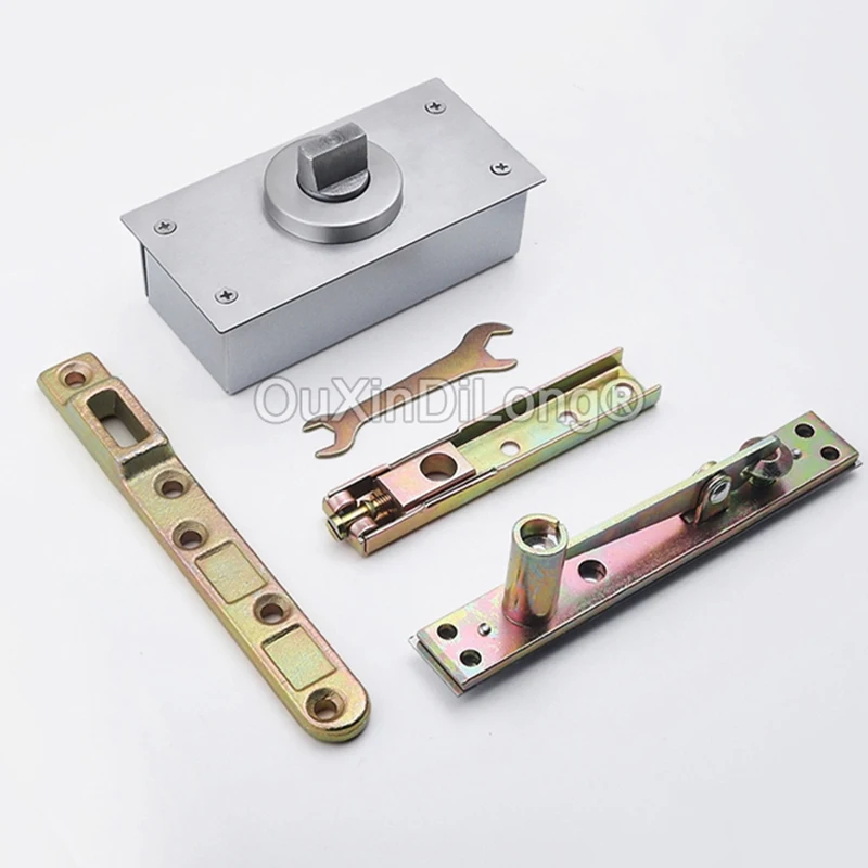 1Set Metal Heavy Door Hinges 360 Degree Rotary Invisible Hidden Door Pivot Hinges with Positioning Function Install Up and Down