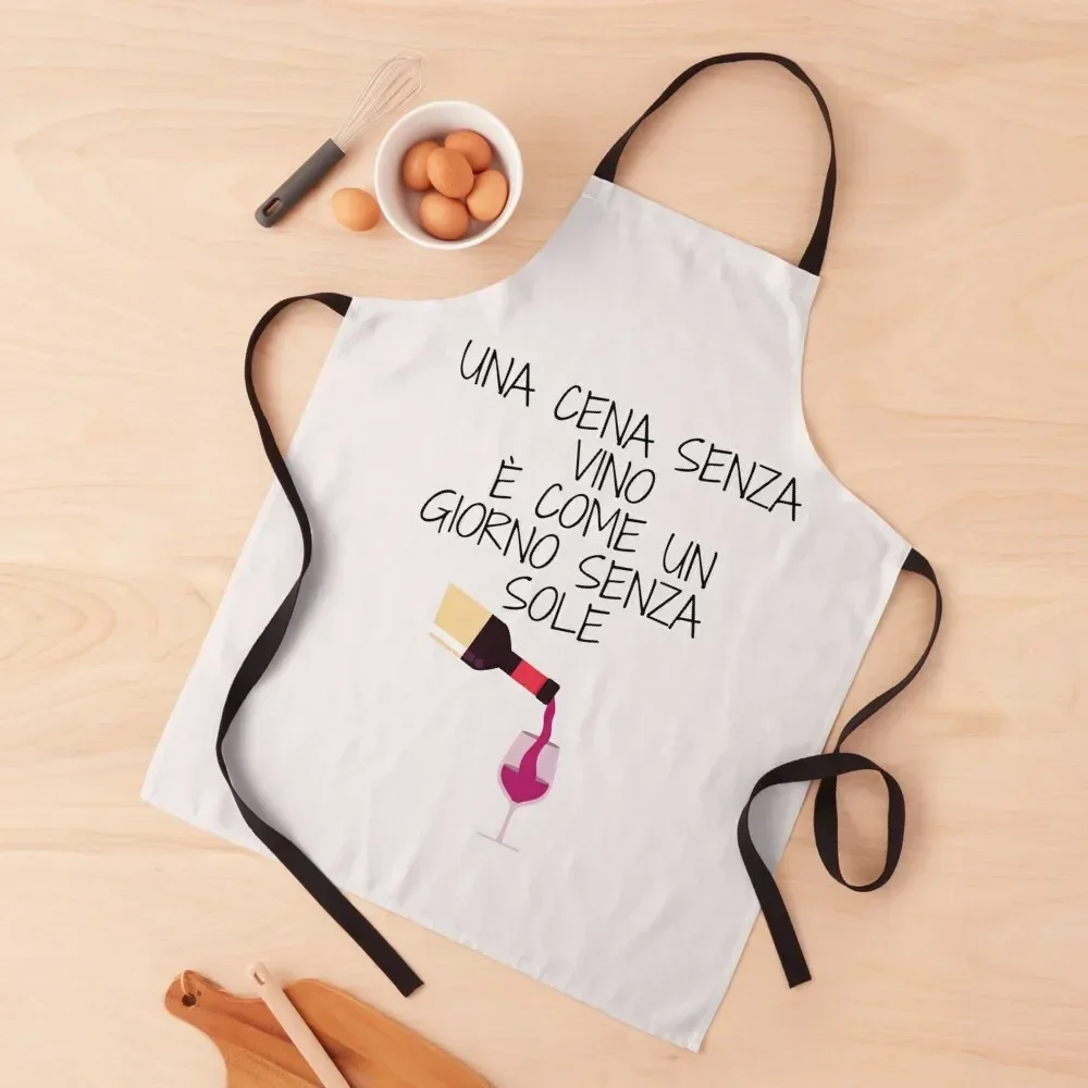 Una cena senza vino è come un giorno senza sole Apron Kitchen on the wall Hairdressing Apron