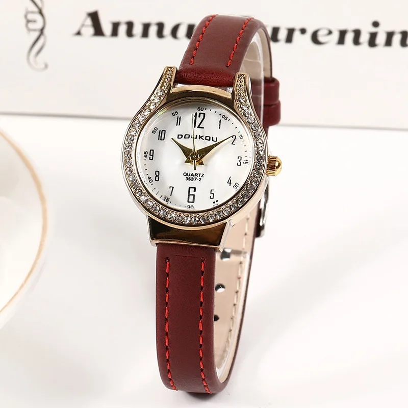 Модные часы с ремешком из искусственной кожи, винтажные женские кварцевые наручные часы, простые арабские цифры, циферблат, роскошные часы, подарок, дропшиппинг