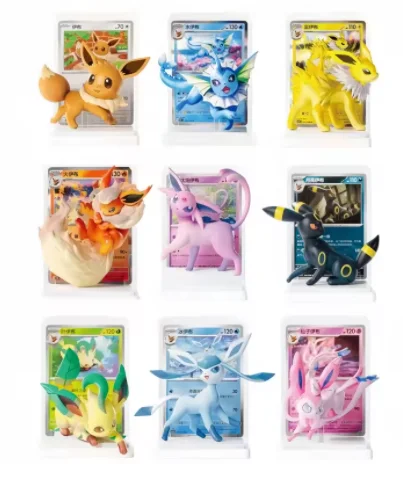 100 % Original PKM Trading Card Game Karten-Illustrationsfiguren-Sammlung Vol.3 Serie Eevee's Figurenset Sammeln Sie Überraschungsspielzeug