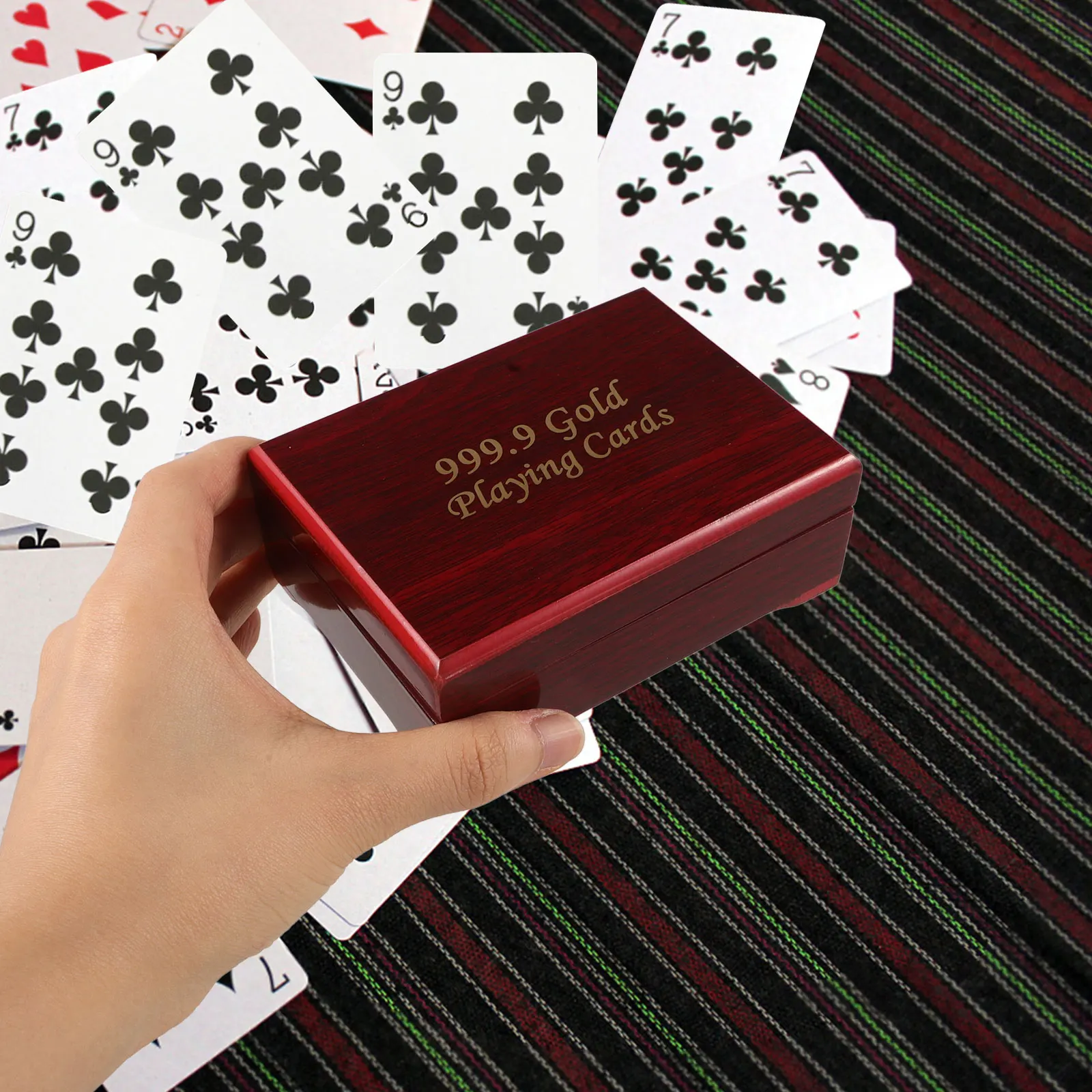 

Poker Wooden Box Cards Carrying Case Gift Game Playing Holder Display Cases for