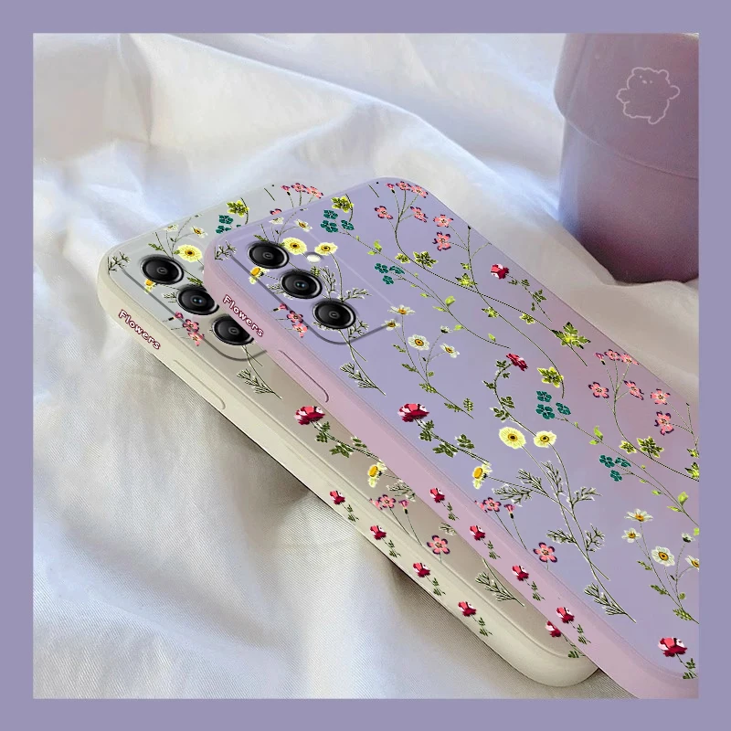 A 14 Yellow Sunflower Silicone Phone Case For Samsung A14 A12 A13 A15 A10 A24 A31 A33 A50S A30S A20S A23 A22 A42 A34 Cover