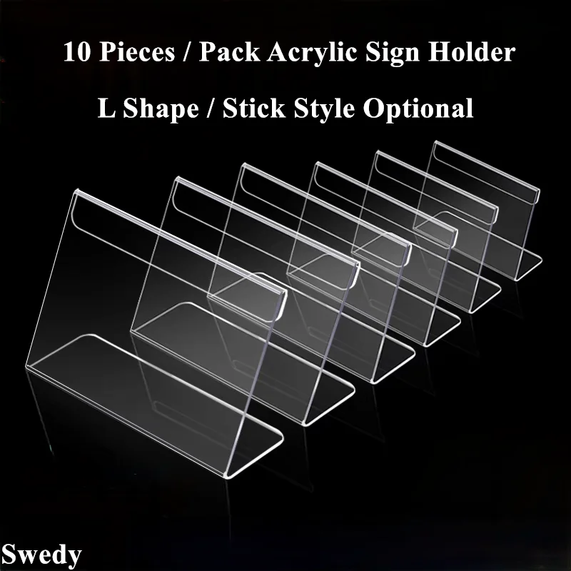 10 Pieces 120x80mm Clear Acrylic Sign Holder Display Stand Table Menu Paper Holder Plastic Price Label Card Tags