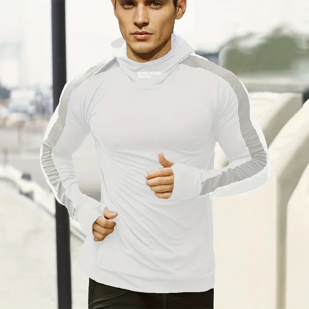 Autumn New Running Sports Fitness Clothing Tight Sports Jogging Compression Men\'s Hoodie Outdoor Leisure Pullover Men\'s Clothing