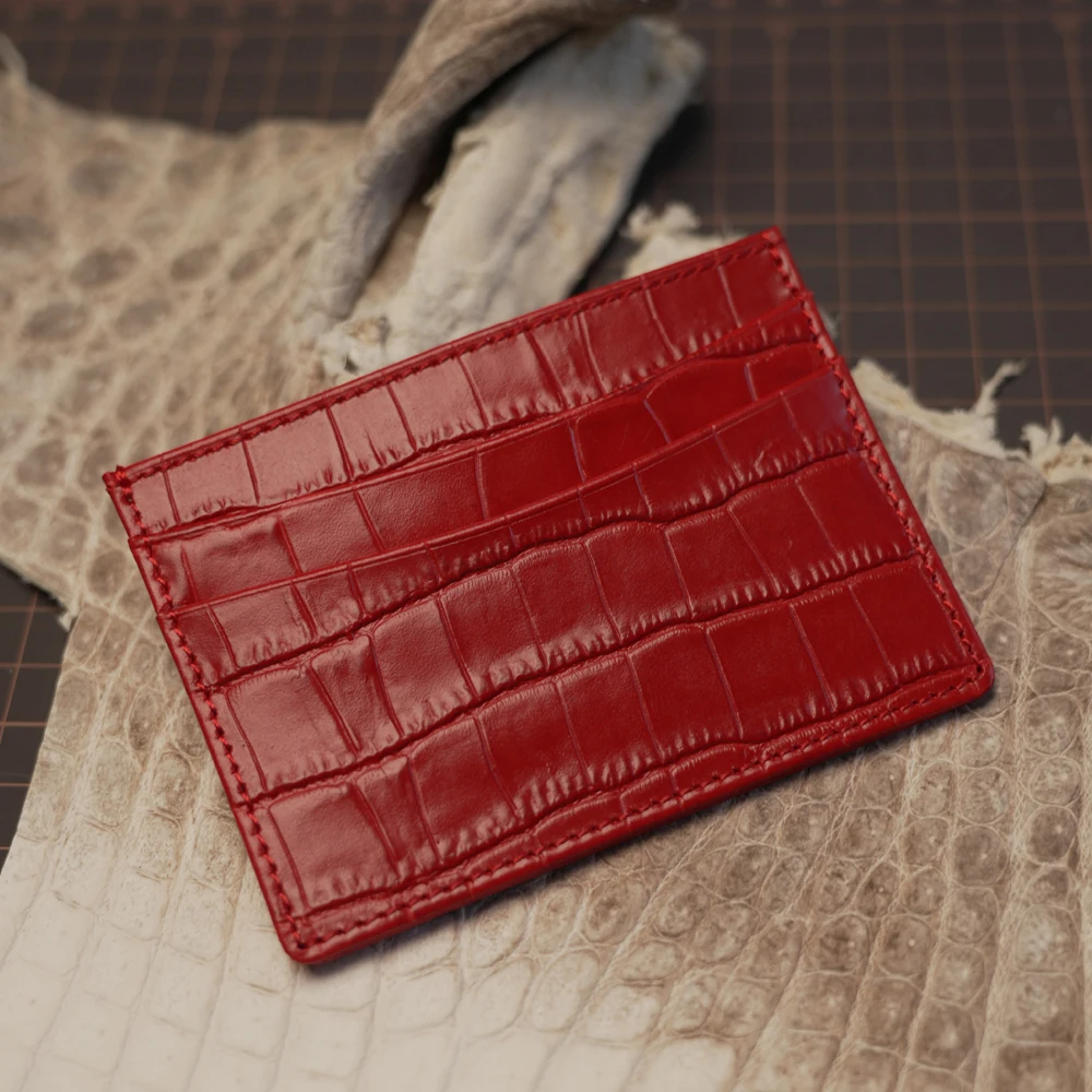 Benutzerdefiniertes Namensmonogramm, luxuriöses echtes Leder, Herren-Geldbörse, Kartenhalter, Krokodilmuster, Geschenk für Freundin, Freund, ihr