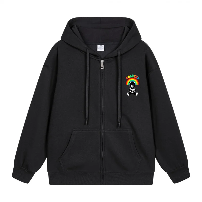 

Men's Zip-Up Hoodie Rainbow Skull And Heart Design 2025 New Style Casual Couples’ Style Casual and Loose