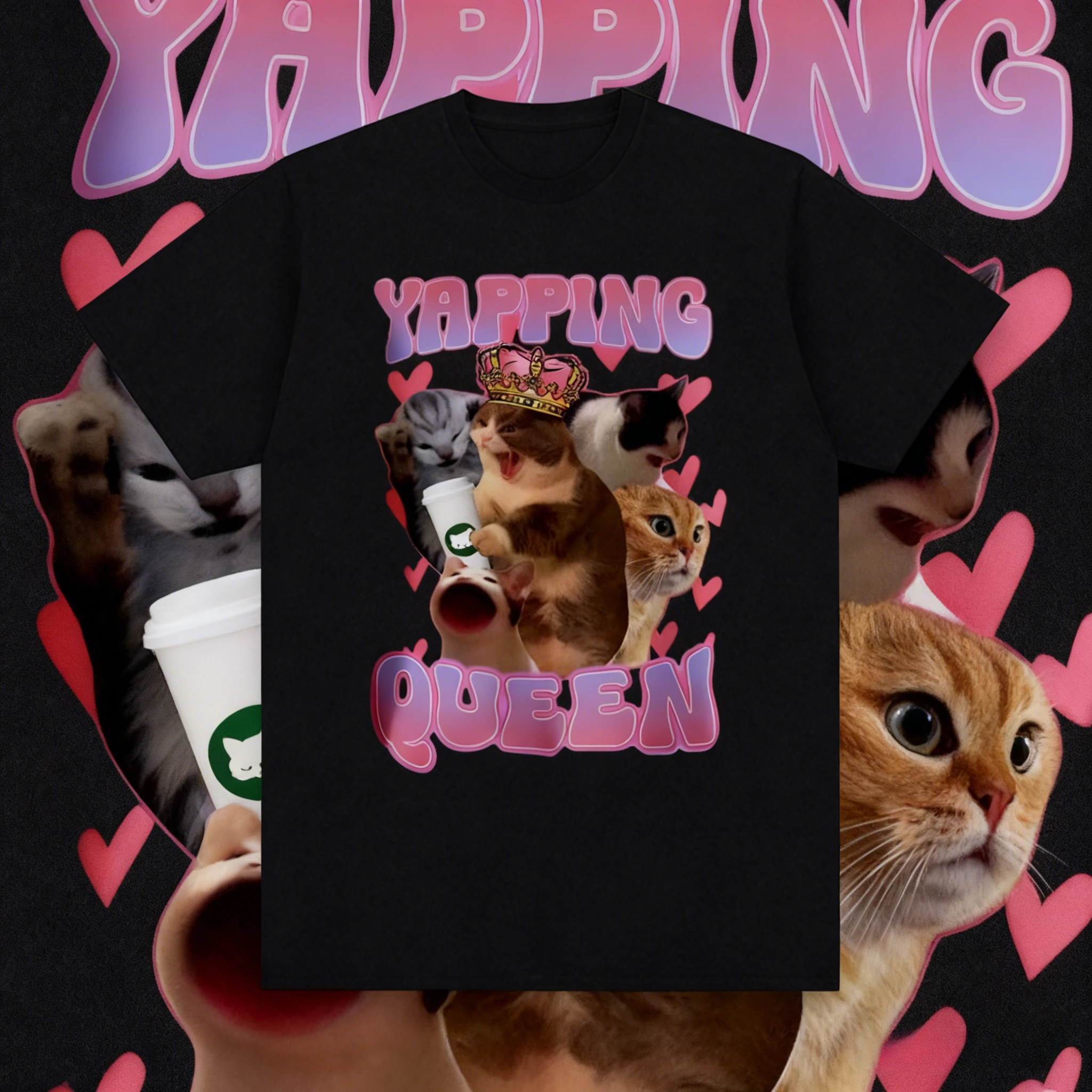 

2025 I Eat Cement Cursed Cat Funny Meme T Shirt for Women Fashion 100% Pure Cotton Printed Female T-shirt Breathable Tops Y2k