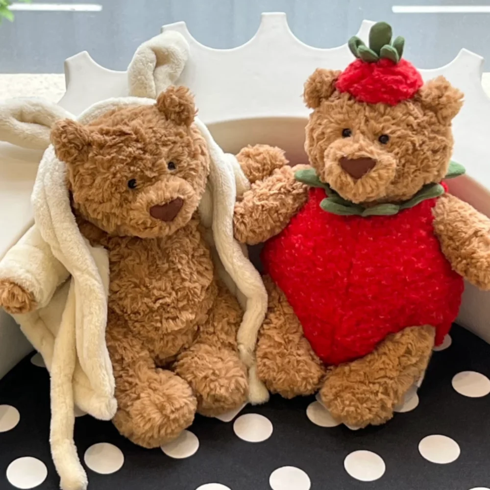 

New Bathrobe Barcelona Bear Pumpkin Eggplant Stuffed Toys Strawberry Soothing Companion Doll Gifts