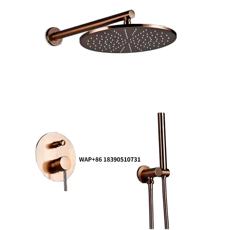 

Single-Handle Brushed Gold Bathroom Brass Mixer Kits Concealed In-Wall Rainfall Shower Faucet Set Soft Spray for Hotels Villas