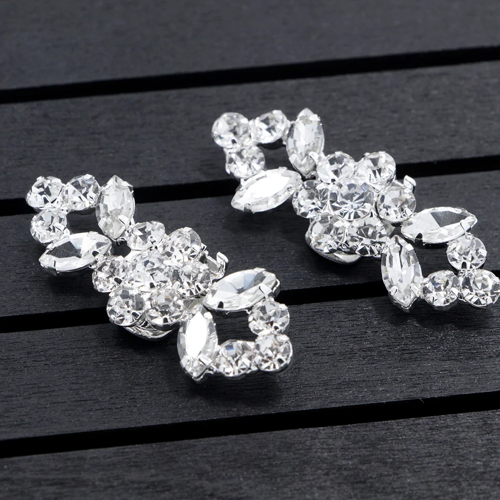 

1Pair Crystal Shoe Buckle Silver Alloy Clips for Wedding Bride Women DIY Decoration Rhinestone Sparkle Shoe Clips for Flats