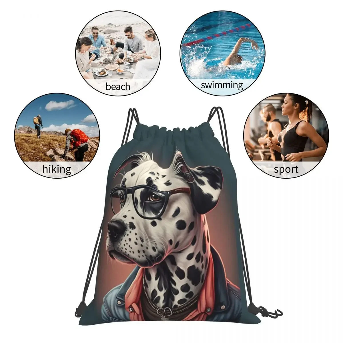 Watercolor Funny Dog Lover Backpacks Fashion Portable Drawstring Bags Drawstring Bundle Pocket Sports Bag BookBag For Man Woman