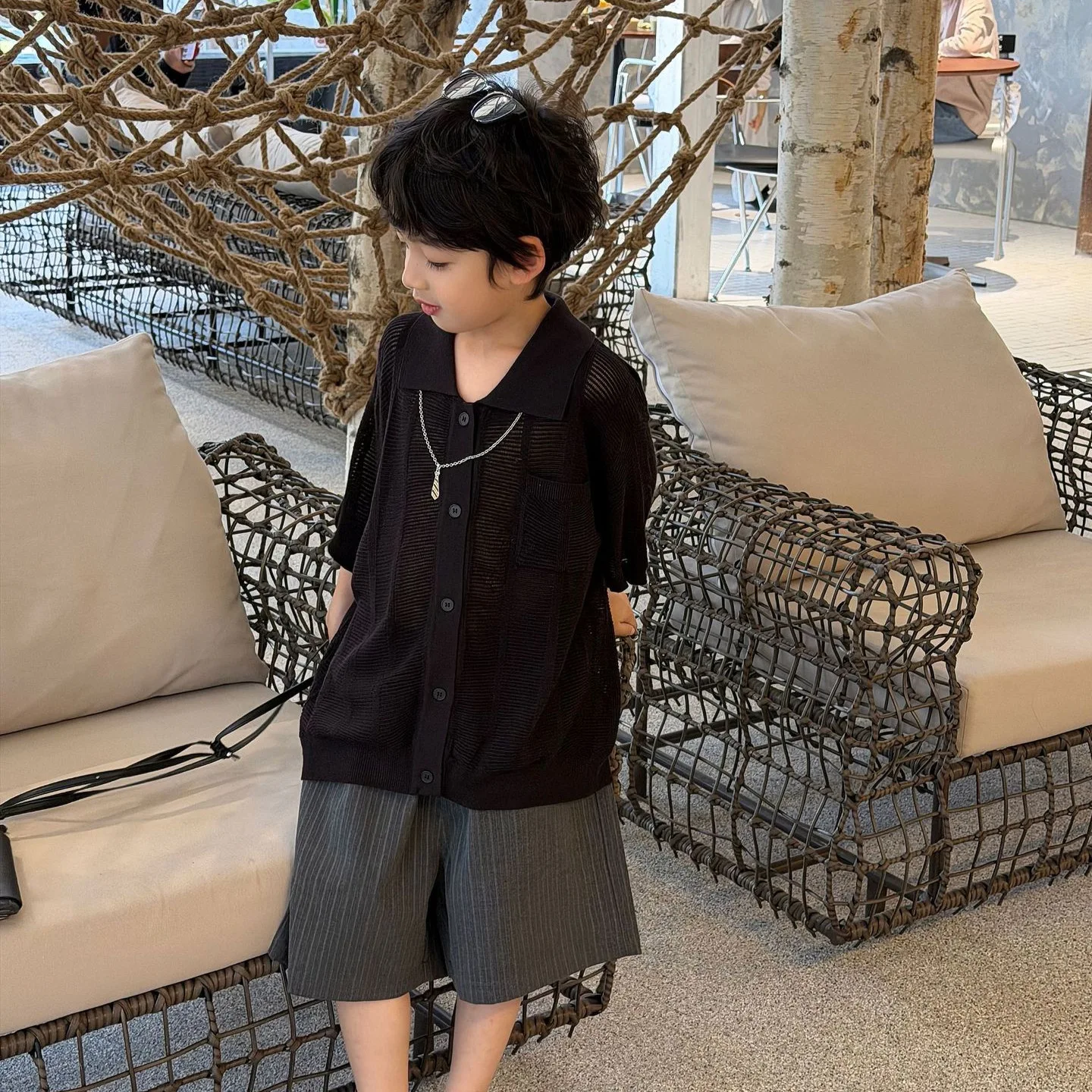 2026 Summer New Kids Designer Old Money Solid Dress Pants Boys Versatile Shorts Cool