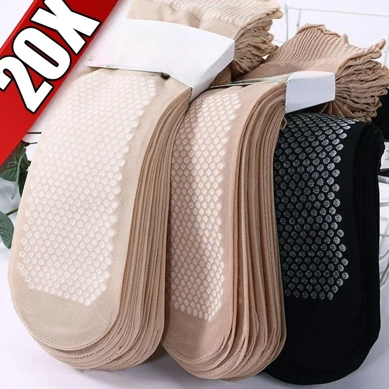 10pairs Women Soft Socks Velvet Silk Socks Non-Slip Bottom Splice Transparent Ladies Ultrathin Spring Summer Breathable Sock