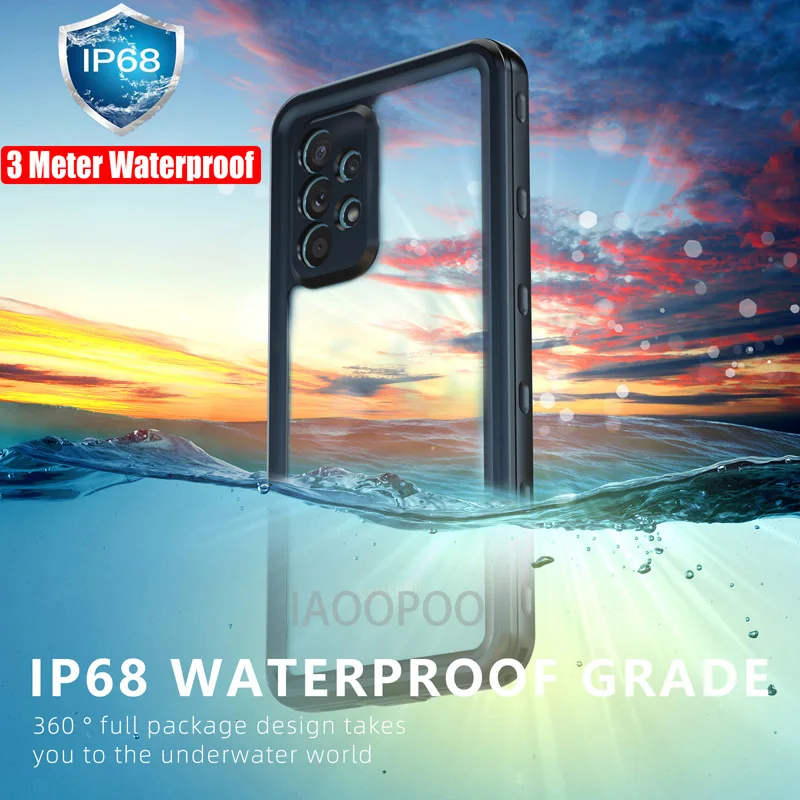 IP68 3 Meter Waterproof Case For Samsung Galaxy A55 A54 A53 A35 A34 A32 A15 A14 A52 A51 Diving Swim Outdoor Sports Anti-fall