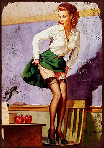 Naughty Teacher Metal Tin Sign   Garage Bar Restaurant Club Decor
