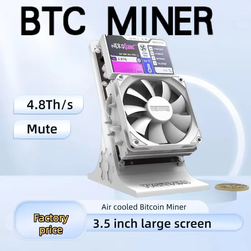 

yysluping bitNerdQaxe++ 4.8TH/s BTC Solo miner — устройство для майнинга криптовалют на блокчейне с большим 3,5-дюймовым экраном и бесшумным вентилятором