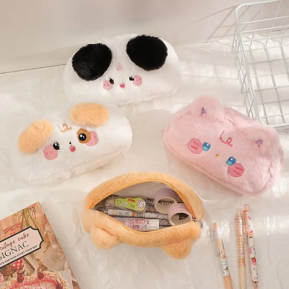Corgi Squirrel Pen Bag Plush Large Capacity Pencil Case INS Style Stationery Organizer Pencil Box for Student Gift