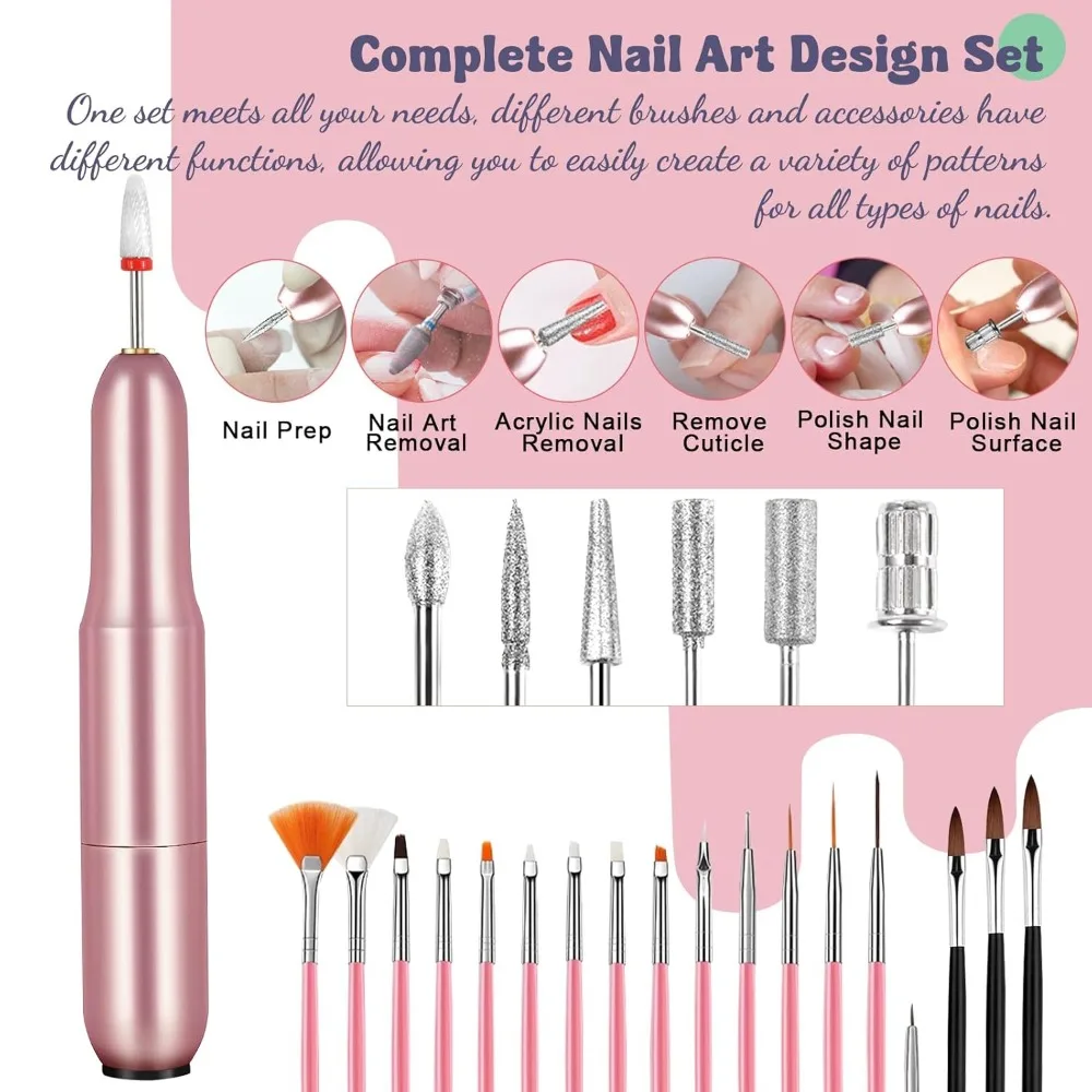 Kit professionale per unghie in acrilico con luce UV, polvere multicolore e strumenti per principianti