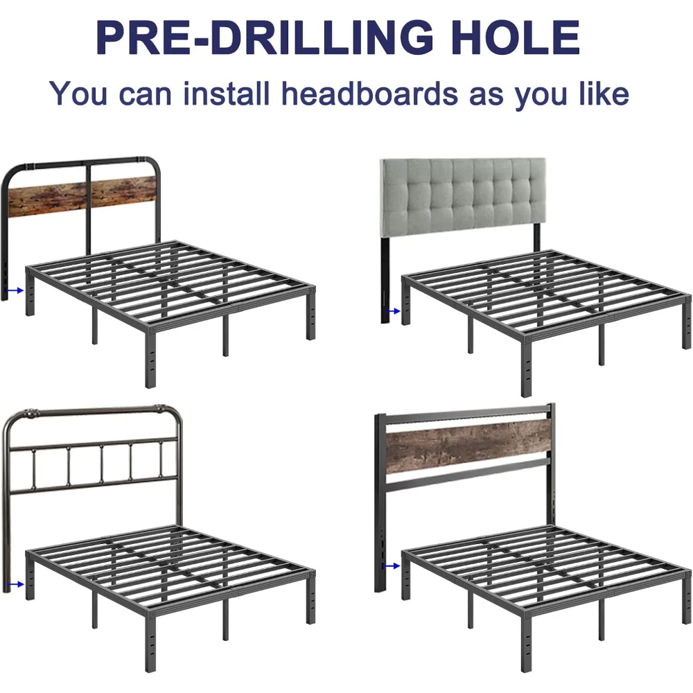 12 Inch High Metal Queen Bed Frame, Platform Bed Frame Queen Size No Box Spring Needed, Easy Assembly, Noise Free, Sturdy, Black