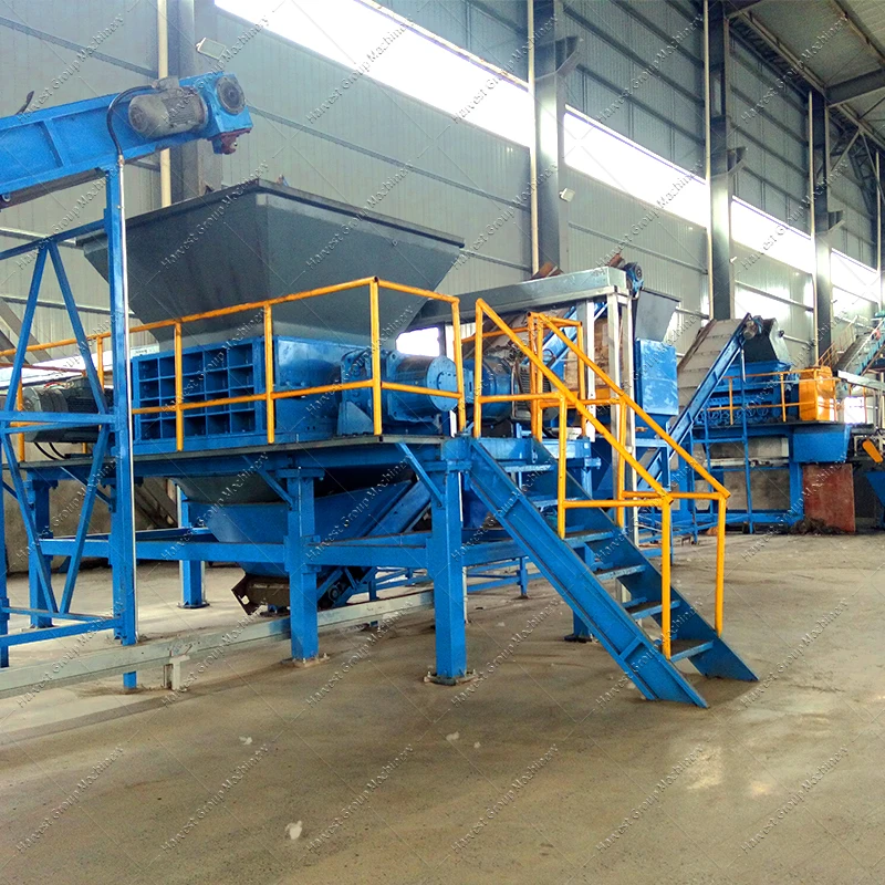 Industrial Tire Shredding Machine Full Set Double Shaft Tire Shredder Recycling Line Rubber Processing System for Sale