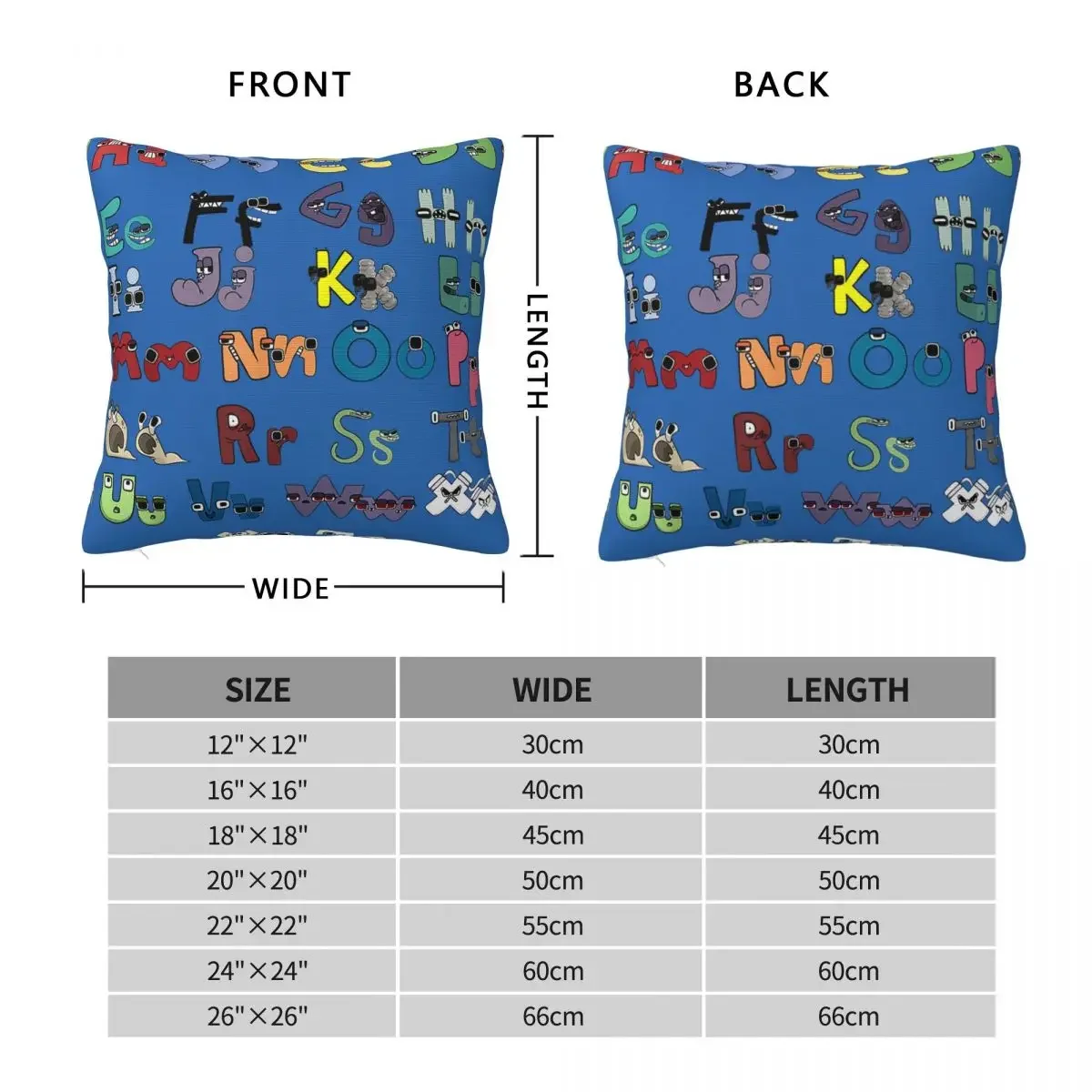 Villain Letter Abc Square Pillow Case Boys Matching Evil Alphabet Lore Cushion Cover Zipper Decor Pillowcase for Living Room