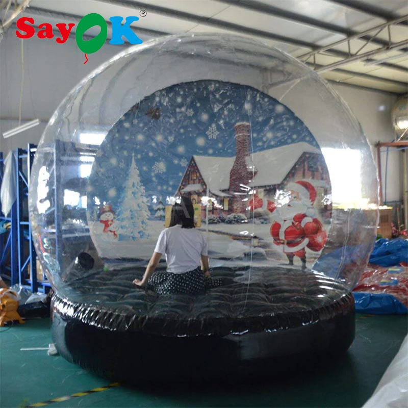 

Christmas Decoration Inflatable Snow Globe Bubble Transparent Bubble Tent With Printed Background Blower And Pump