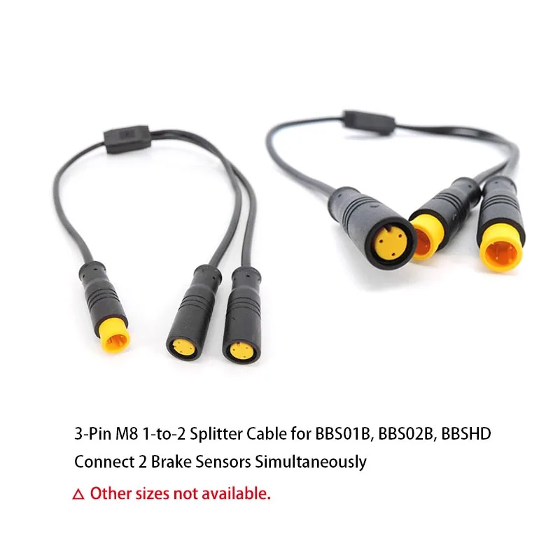 M8 Y Splitter E-bike 40cm Cable 2Pin 3Pin 4Pin 5Pin 6Pin 1 Male to 2 Female Electric Bicycle Plug for Brake Signal Sensor