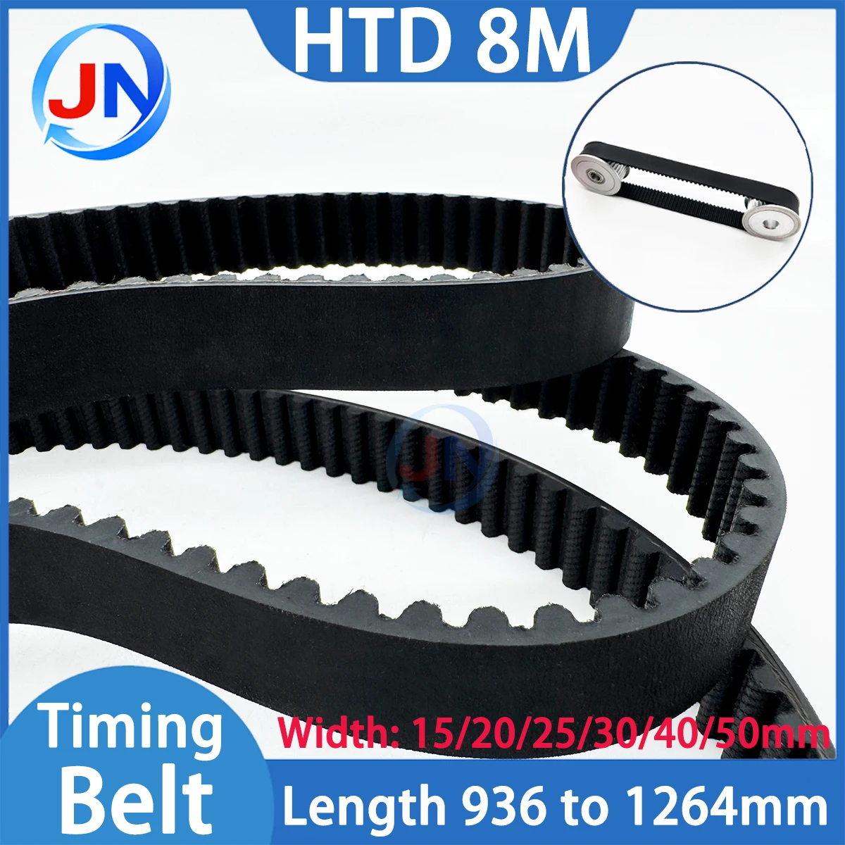 HTD 8M Timing Belt Length 936 960 1000 1056 1080 1120  1200 1248 1264mm HTD8M Synchronous Rubber Closed-loop Width 15 20 25 40mm