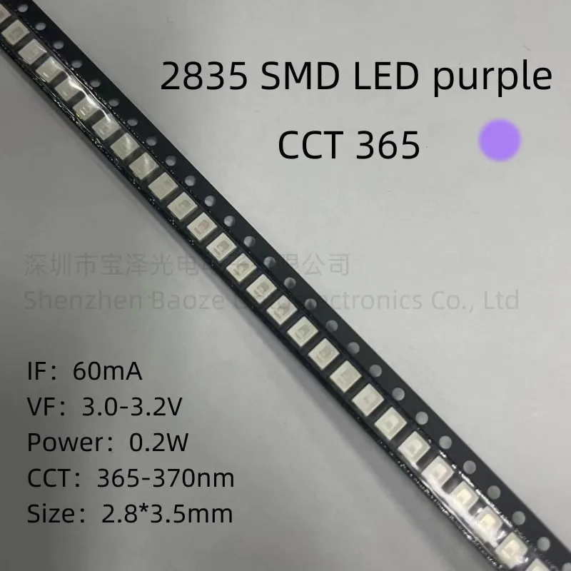 100PCS/lot 0.2W 2835 red orange  yellow green,pink, purple 365nm, ice blue,warm white, cold white, SMD LED light-emitting diode