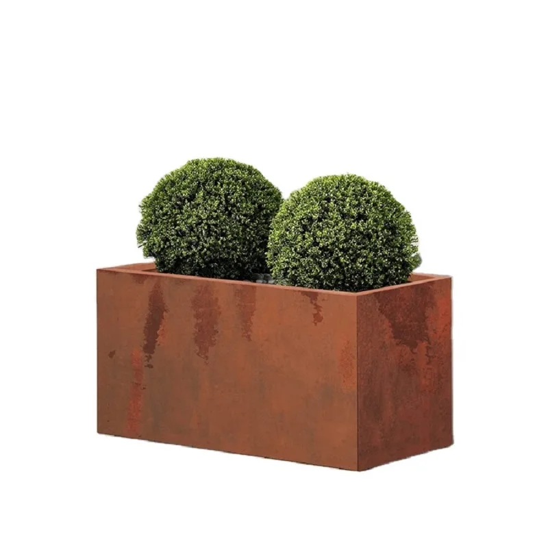 Custom Outdoor Metal Garden Pots Big Corten Steel Pots Flower Planters