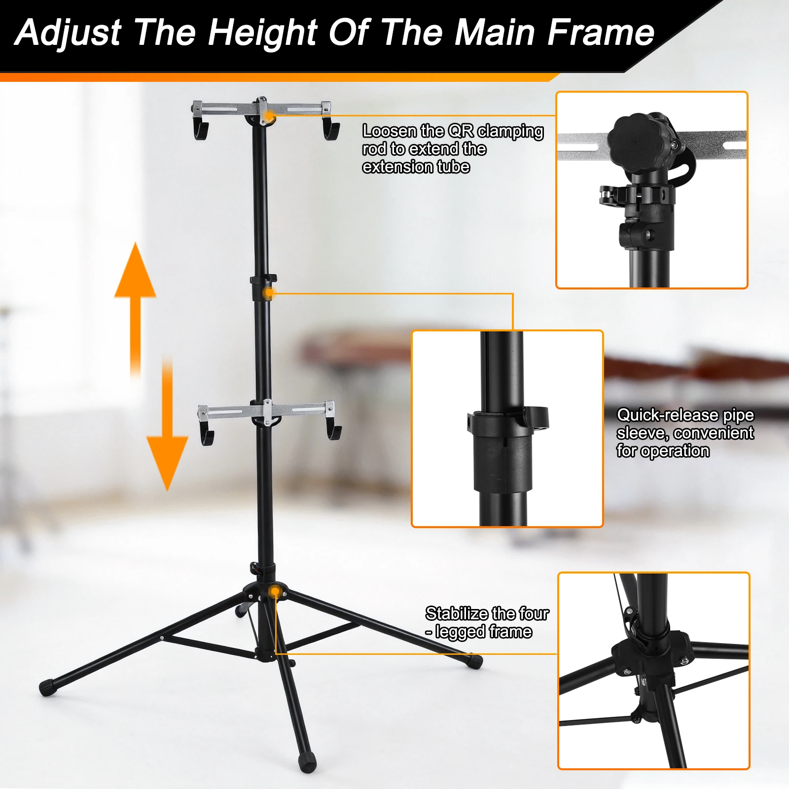 

2 Bike Vertical Hanger Space Saving Adjustable Vertical Bicycle Holder No Drilling Required for Apartment Bikes Safe & Secure