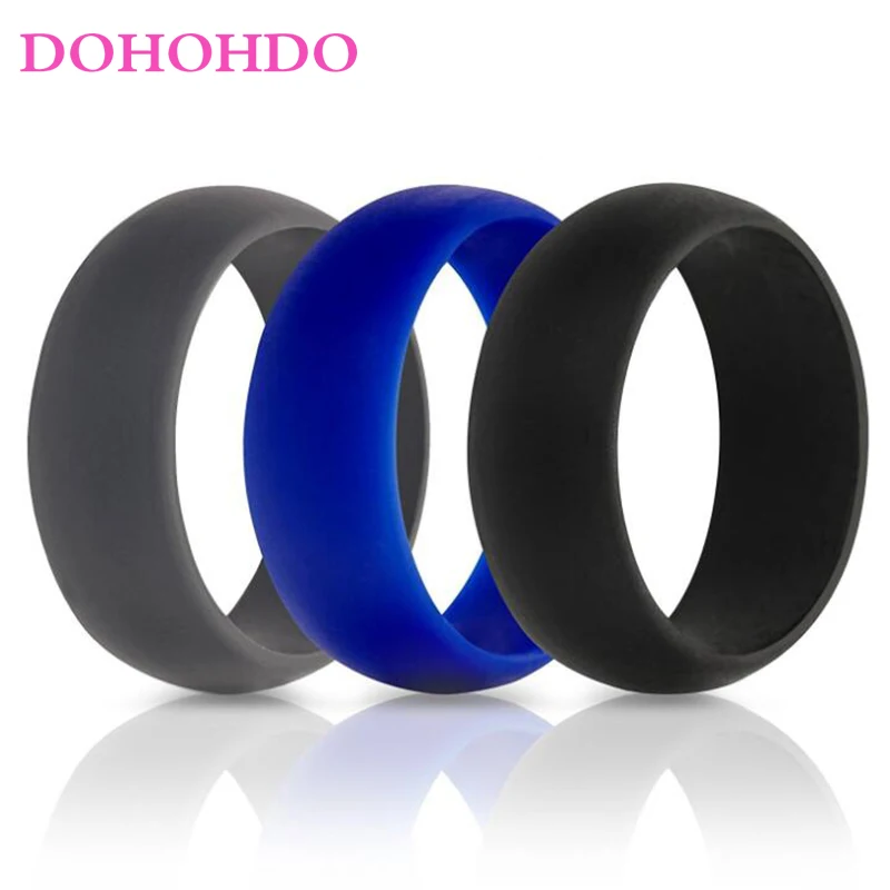 New 3pcs/set 6-12 Size 8mm Hypoallergenic Flexible Food Grade FDA Silicone Finger Ring Environmental Rubber Rings For Men Women