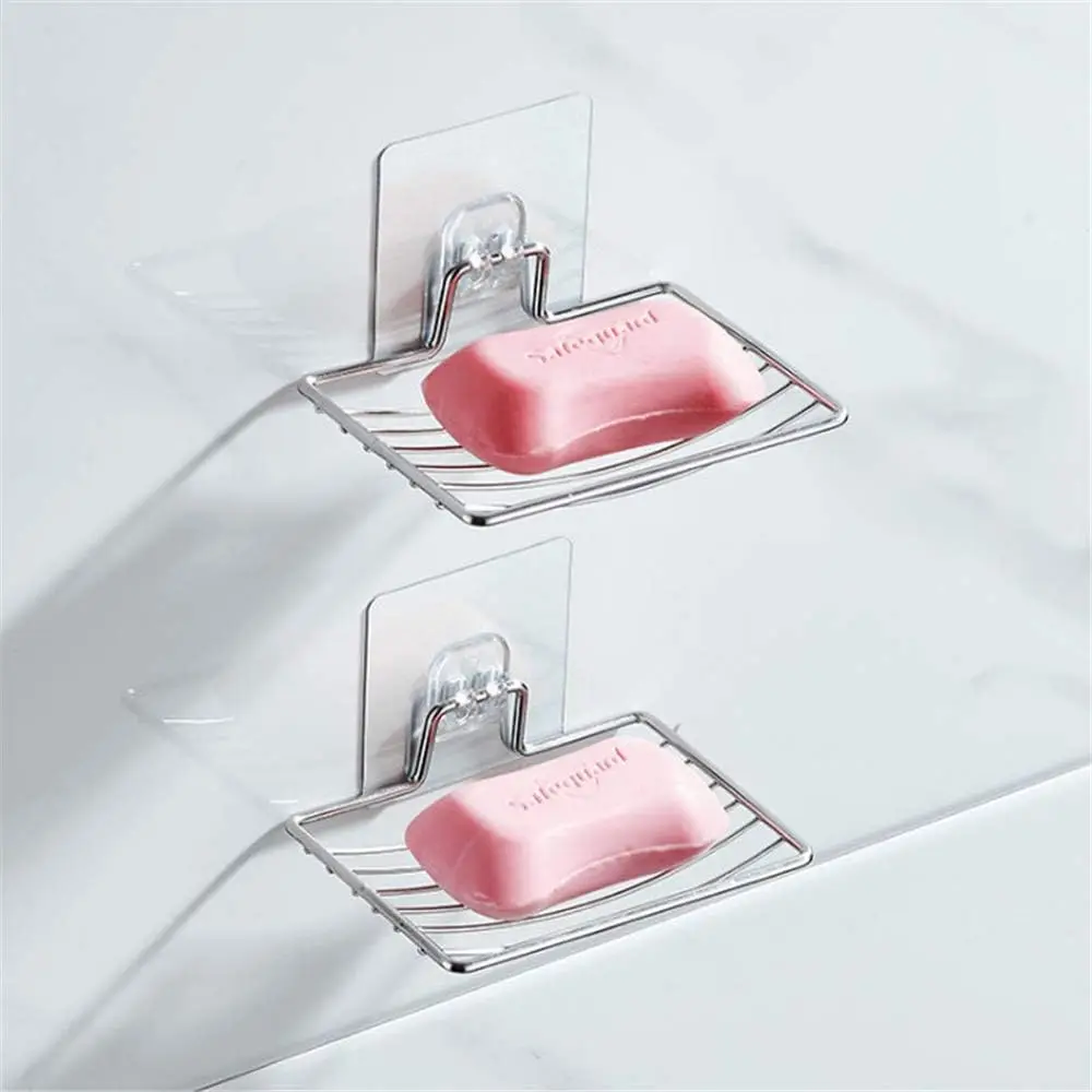 

2 pc Stainless Steel Soap Dish Holder, Self Adhesive Wall Mounted Soap Sponge Organizer for Bathroom Shower Kitchen Space-Saving