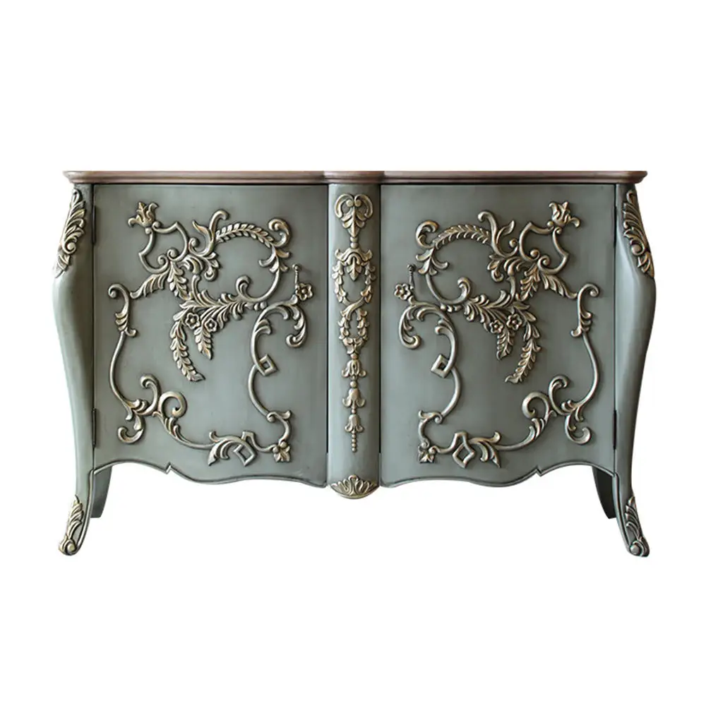 

French retro style solid wood dining side cabinet neoclassical entrance facing the entrance cabinet carved decorative locker