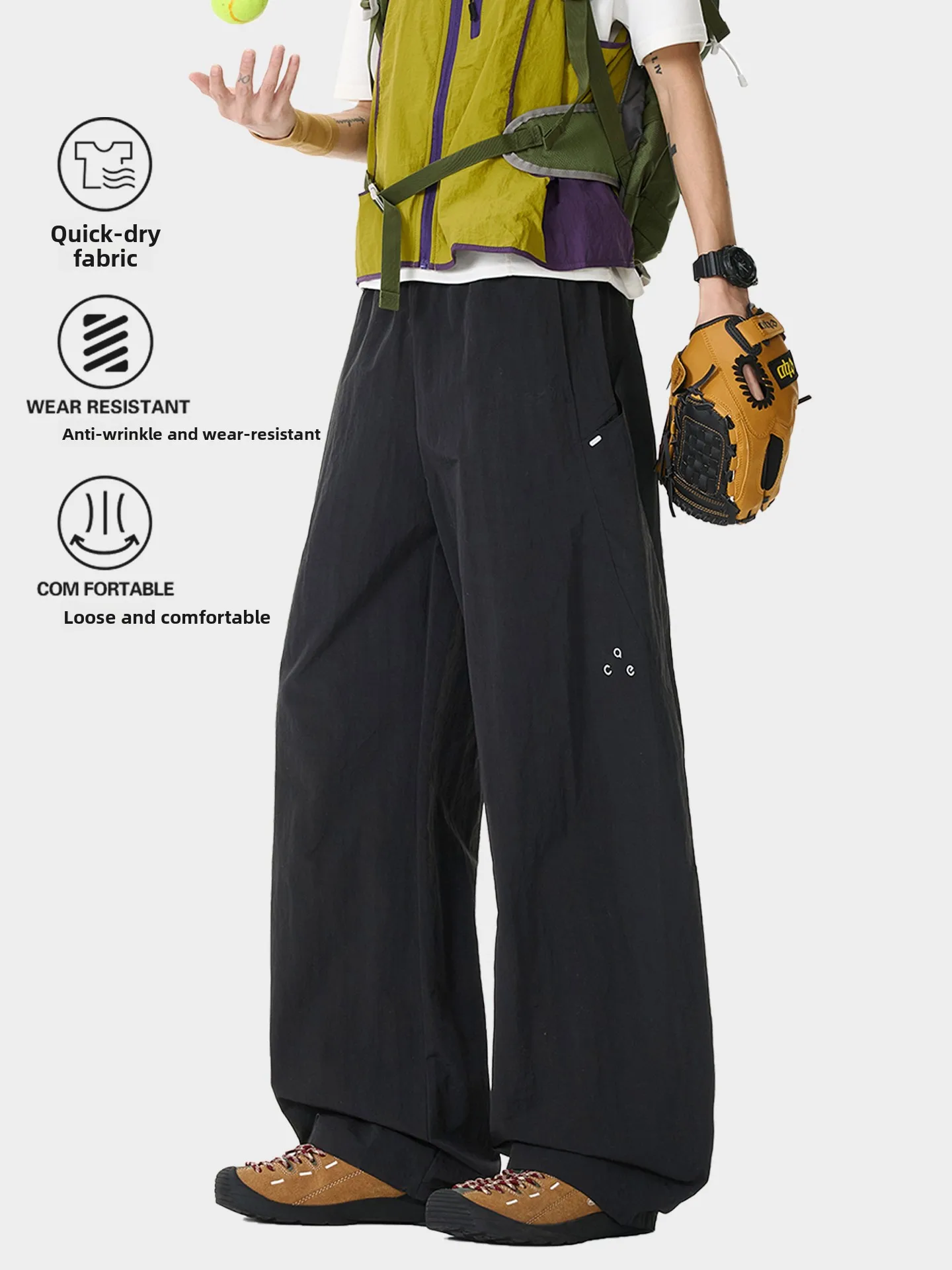 Outdoor Men's Loose Casual Knife-Shape Hiking Sports Pants Quick-Drying Waterproof Summer Leisure Mountain Climbing Trousers