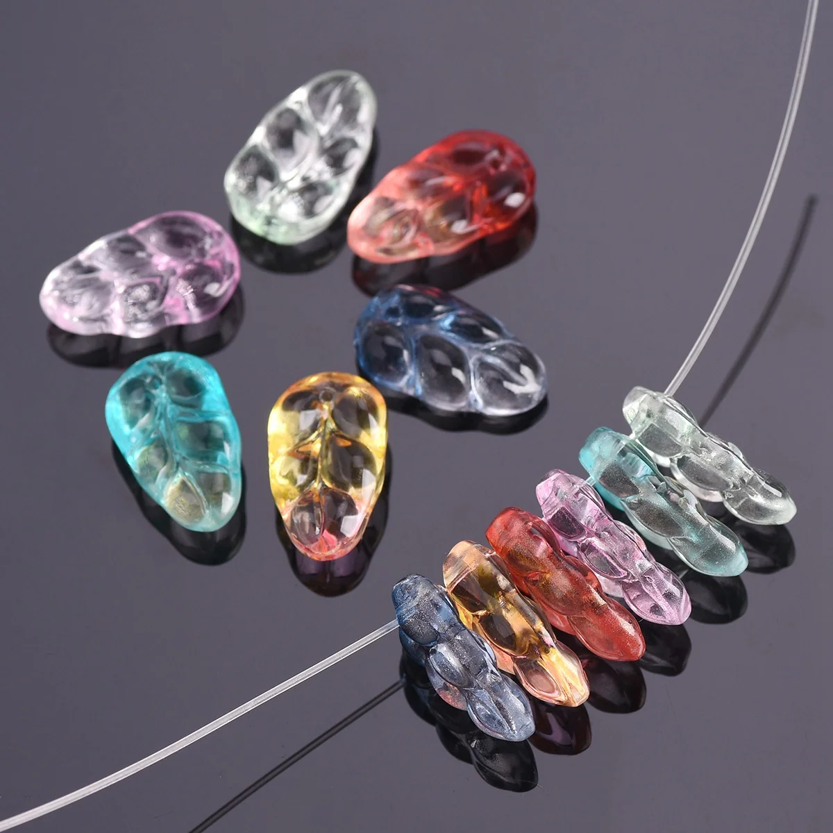 

10pcs Leaf Petal Shape 18x10mm Crystal Lampwork Glass Loose Top Drilled Pendant Beads for Earring Jewelry Making DIY Findings