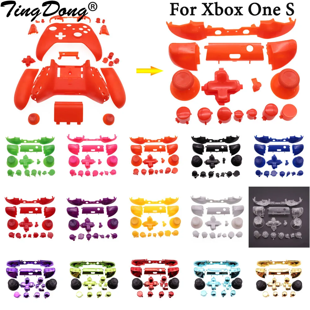 16 Colors Solid RB LB Bumper RT LT Trigger Buttons Mod Kit for Microsoft Xbox One S Slim Controller Analog Stick Dpad