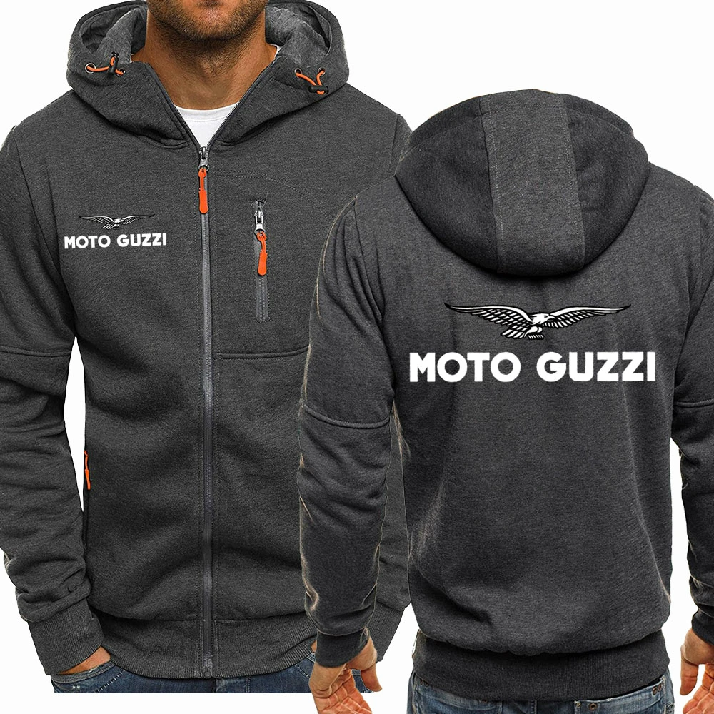 2023 New Spring Autumn Moto Guzzi Hoodied Men\'s Fashion Long Sleeve Zipper Cotton Hip-Hop Harajuku Hoody Casual Jacket