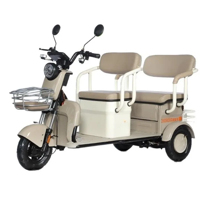 New leisure electric tricycle household passenger and cargo dual-purpose double-row elderly scooter