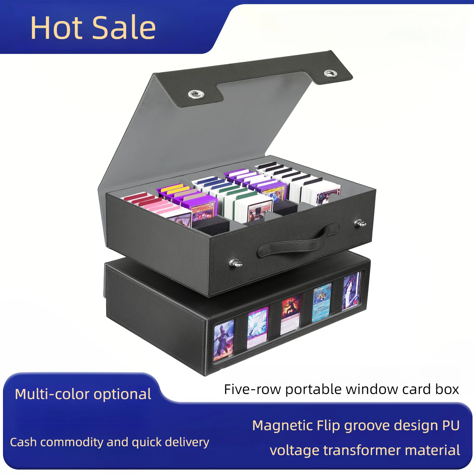 

Популярная пятирядная ручка с окошком, ящик для хранения карточек для спортивных карточек, большая вместимость, коробка для сбора данных 3900+, держатель для карт