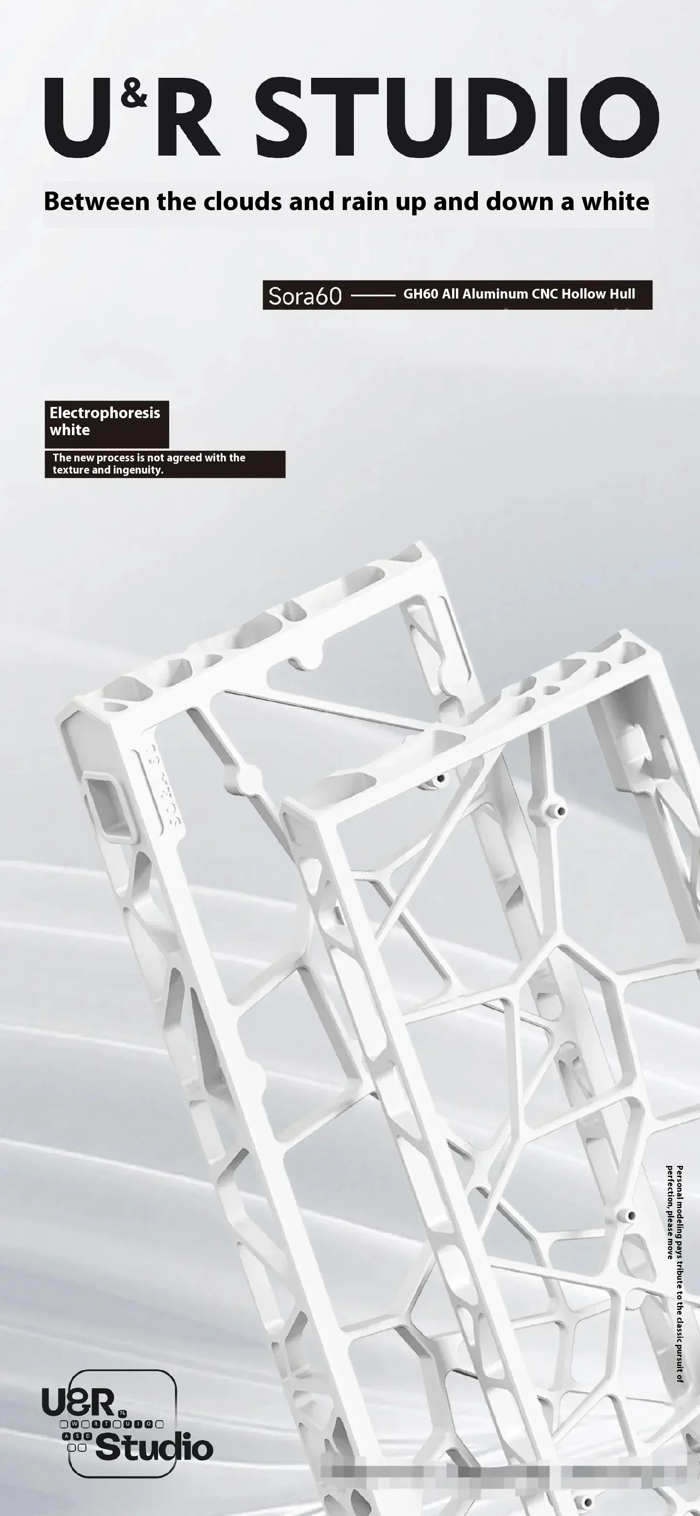 UR Studio Sora60 Mechanical Keyboards Shell GH60 Aluminium Alloy CNC Hollow Out Custom Keyboard Shell PC Office Accessories Gift