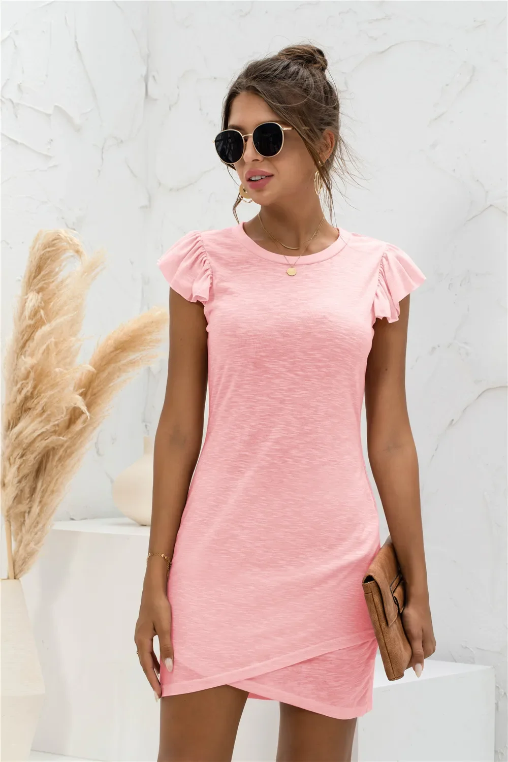 2022 summer new product hot sale ruffled short-sleeved cross dress